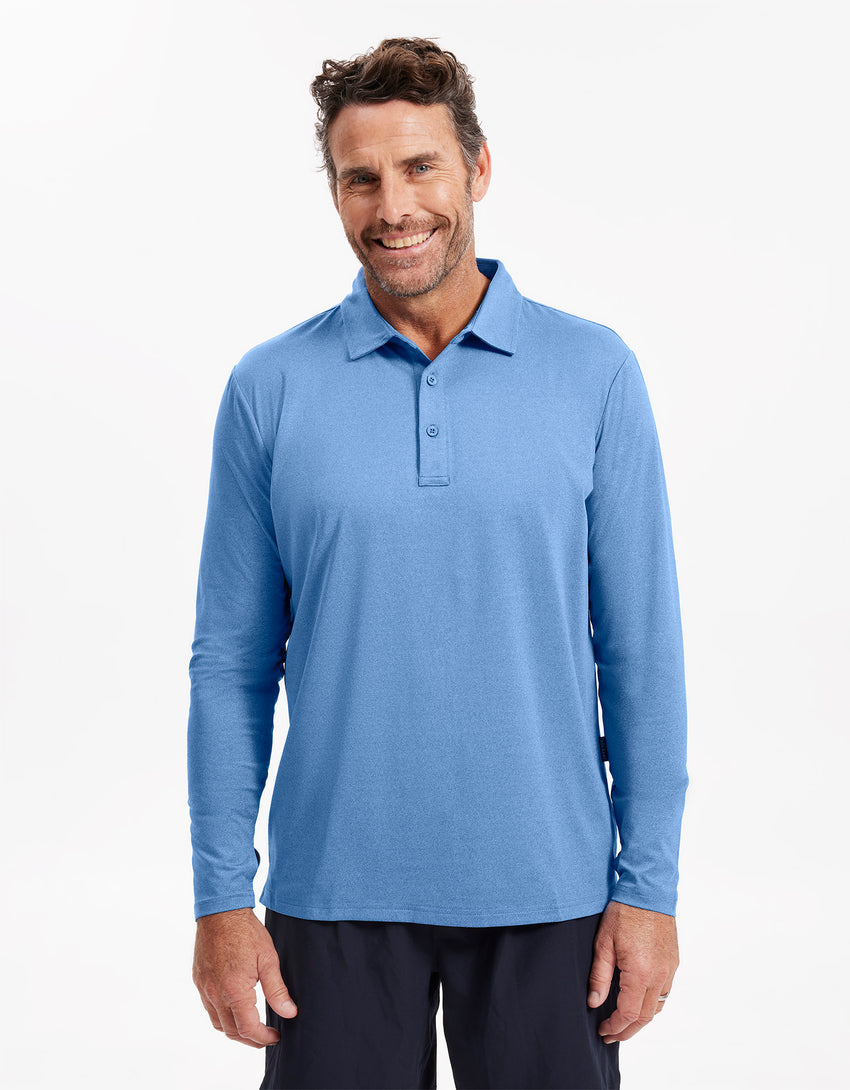 Sun Protective UPF 50+ Long Sleeve Polo Shirt For Men