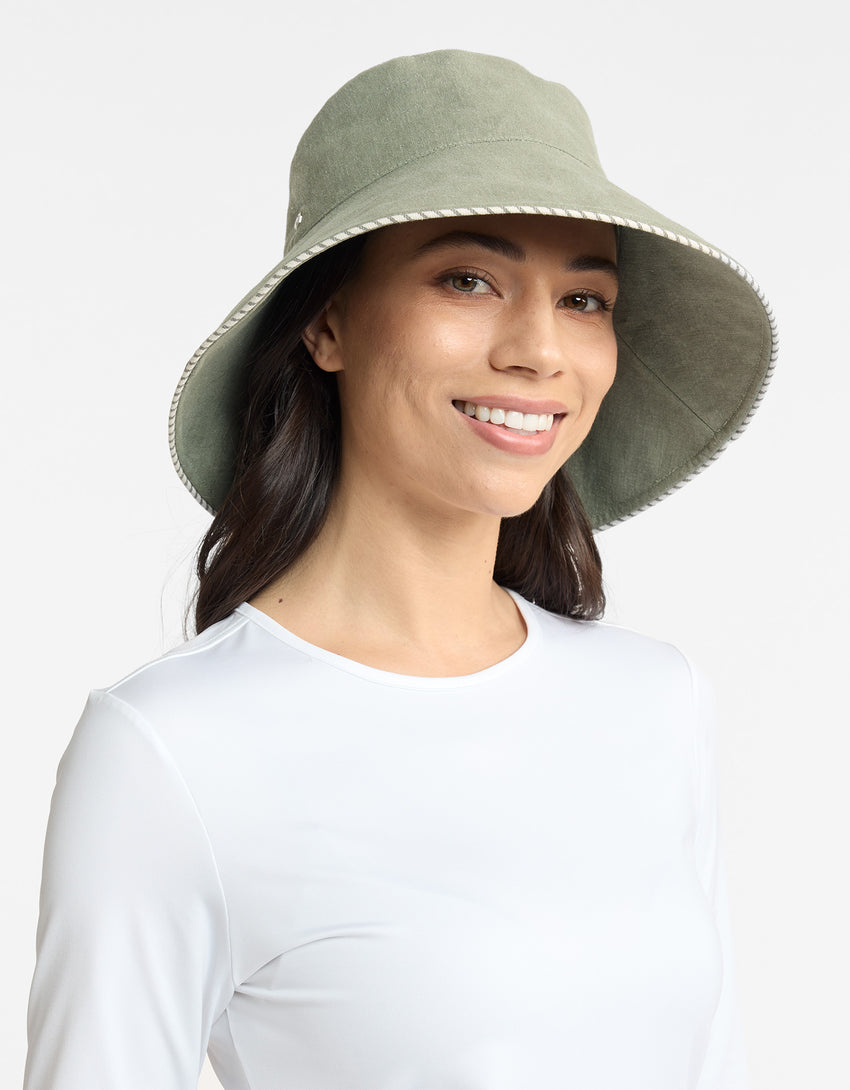 Palm Beach Cotton Linen Sun Hat UPF 50+ | Women's Sun Protection Hat | Solbari AU