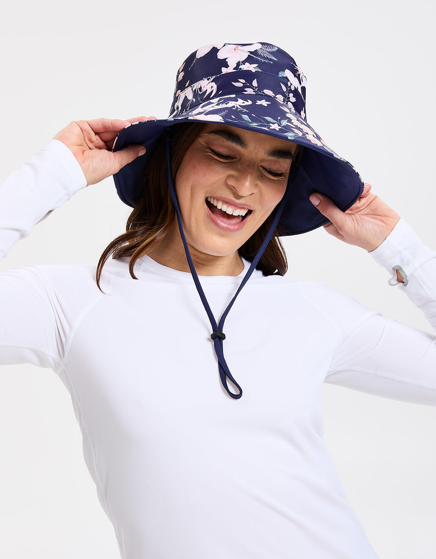 Wide Brim Printed Swim Sun Hat UPF 50+ | Sun Protective Hat For Women